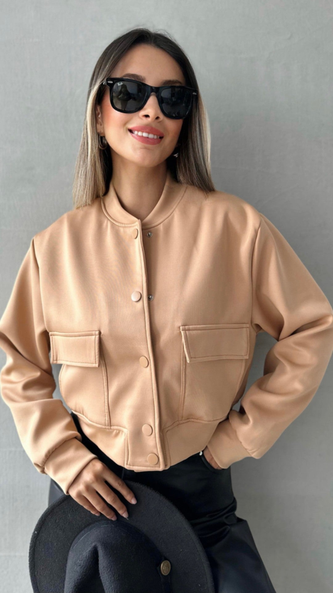 Jaqueta Feminina de Couro Bomber Basic - Natalia