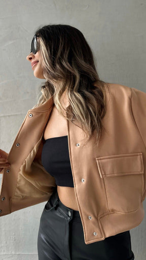 Jaqueta Feminina de Couro Bomber Basic - Natalia