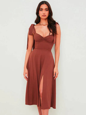 Vestido Feminino Longo Com Fenda - Chiara