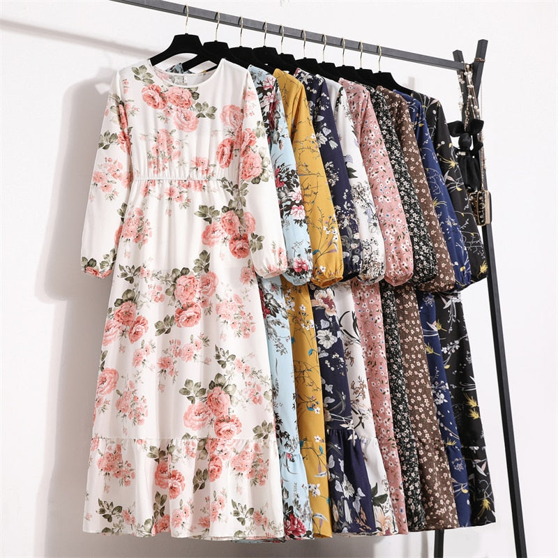 Vestido Feminino Longo Estampado - Helena