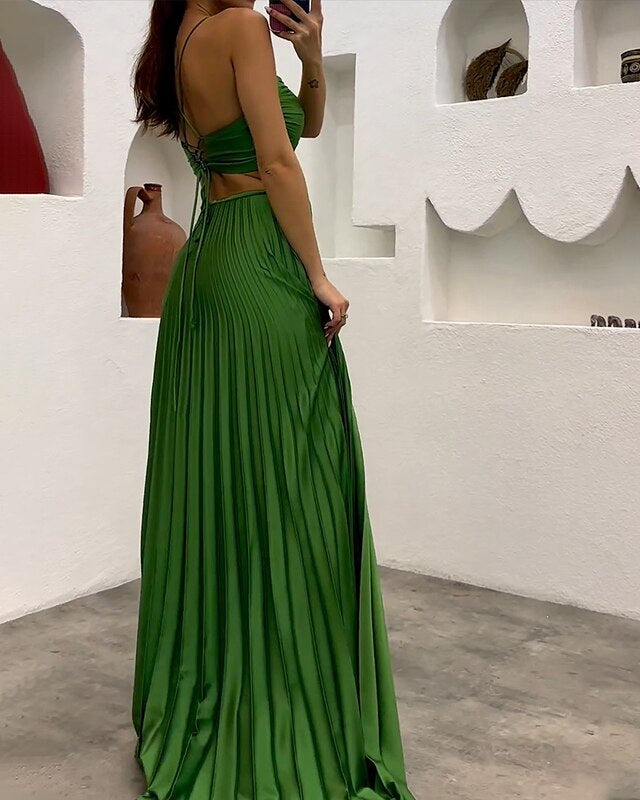 Vestido Longo Plissado - Genevieve