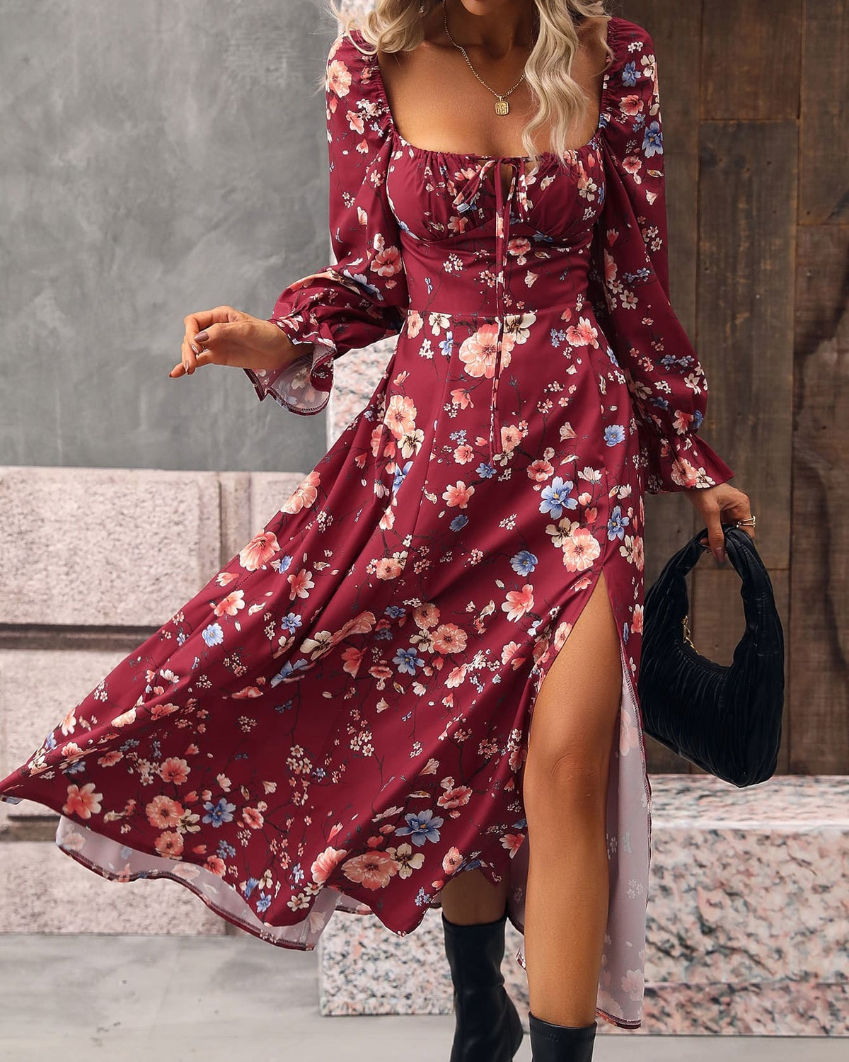 Vestido Midi Floral  -  Flores do Campo